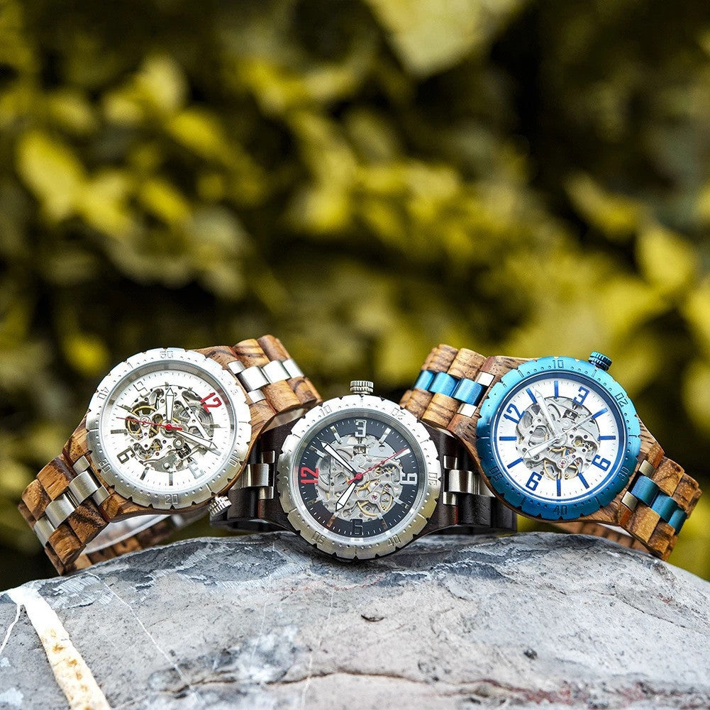 Exquisite Luxury Men's Watches, High-end Wooden Automatic Mechanical Watches