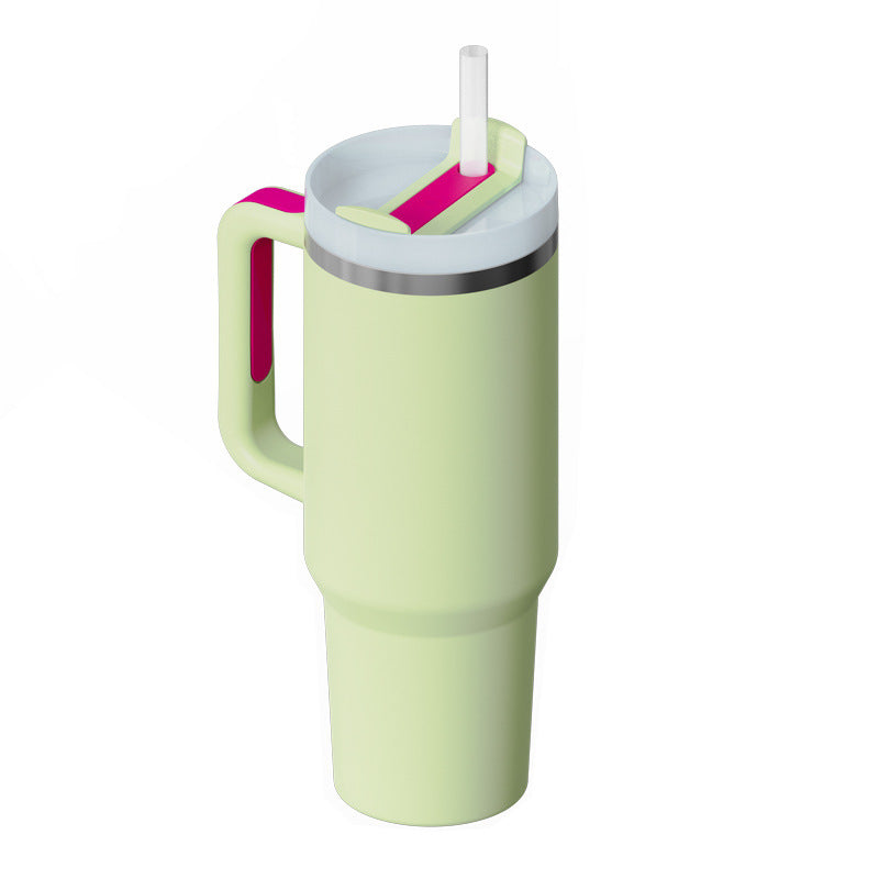 40 Oz Tumbler With Handle Straw Insulated, Stainless Steel Spill Proof Vacuum Coffee Cup Tumbler With Lid Tapered Mug Gifts For Valentine Suitable For Car Gym Office Travel