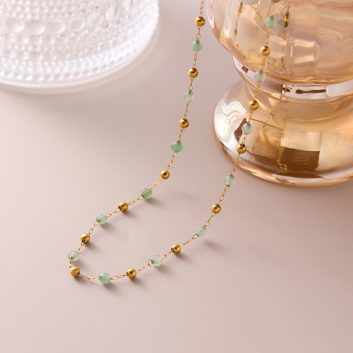 Natural Jade Handmade Necklace Titanium Steel