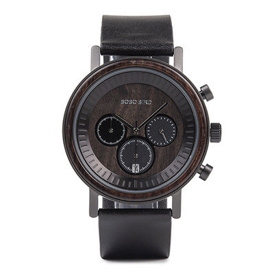 Chronograph Men Watches Zebra Wood Ebony Stylish Watches