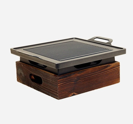 Beautiful, Functional, Wooden Seat Korean Style Grill Pan Grill Household Smokeless, Easy Cookware