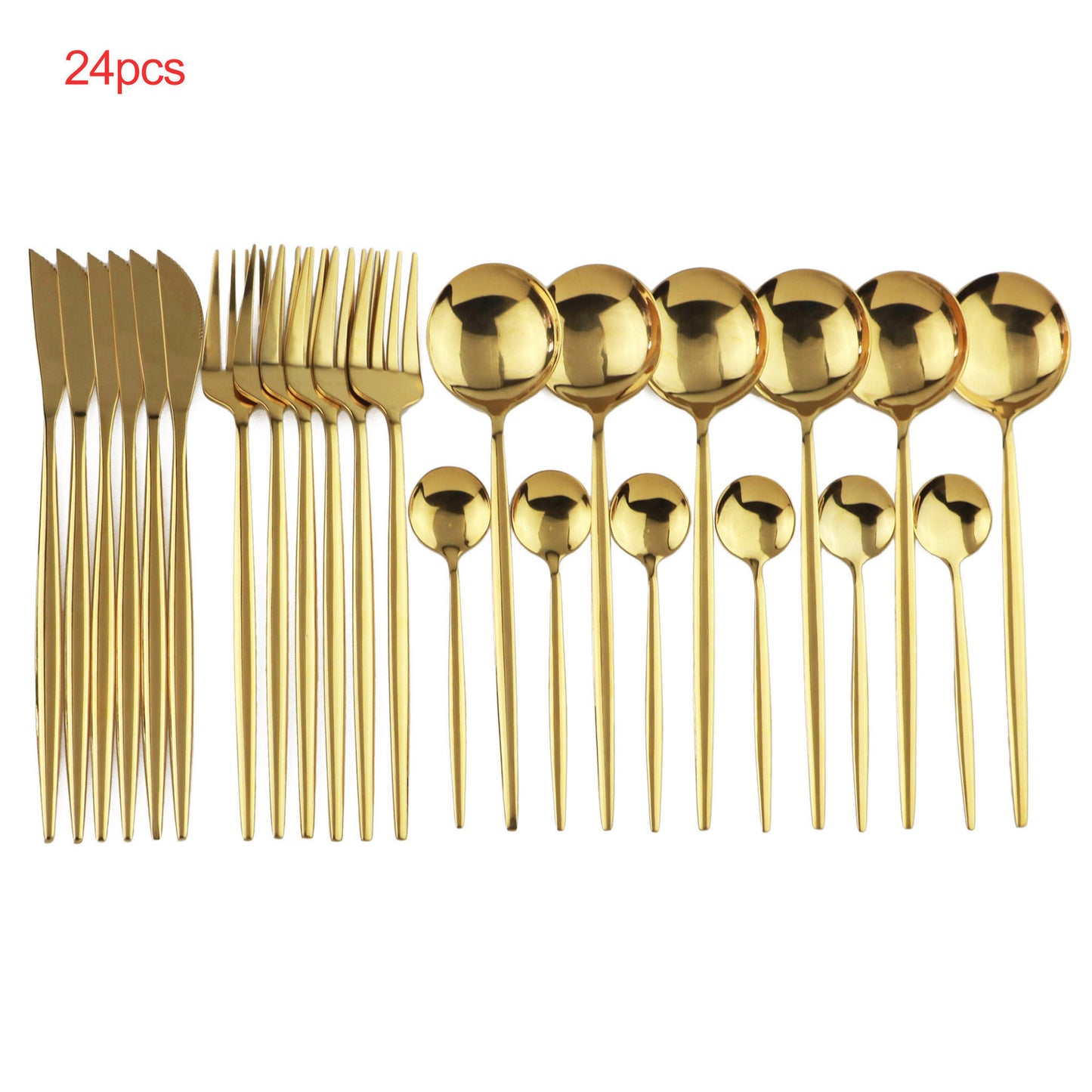24pcs Luxury Cutlery Set, Dazzling Cutlery Set - Gold, Silver, Rise Gold, Multi-Color