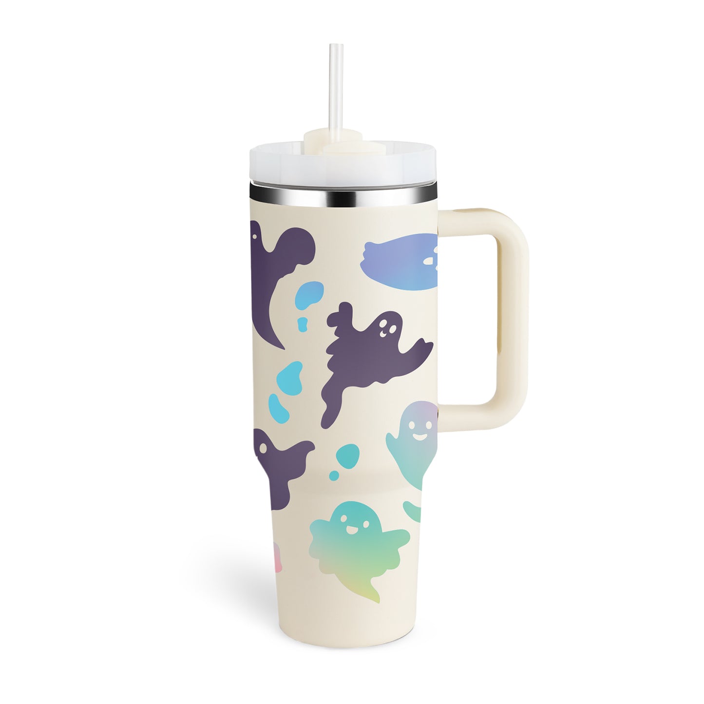 40 Oz Tumbler With Handle Straw Insulated, Stainless Steel Spill Proof Vacuum Coffee Cup Tumbler With Lid Tapered Mug Gifts For Valentine Suitable For Car Gym Office Travel