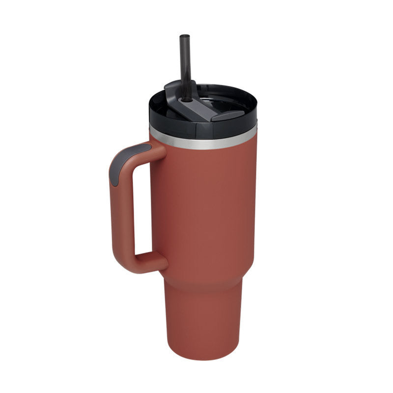 40 Oz Tumbler With Handle Straw Insulated, Stainless Steel Spill Proof Vacuum Coffee Cup Tumbler With Lid Tapered Mug Gifts For Valentine Suitable For Car Gym Office Travel