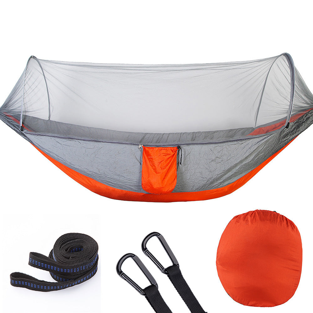 Amazing Camping Gear, Fully Automatic Quick Opening Hammock With Mosquito Net