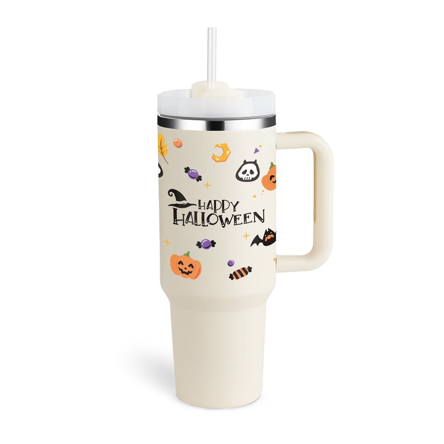 40 Oz Tumbler With Handle Straw Insulated, Stainless Steel Spill Proof Vacuum Coffee Cup Tumbler With Lid Tapered Mug Gifts For Valentine Suitable For Car Gym Office Travel