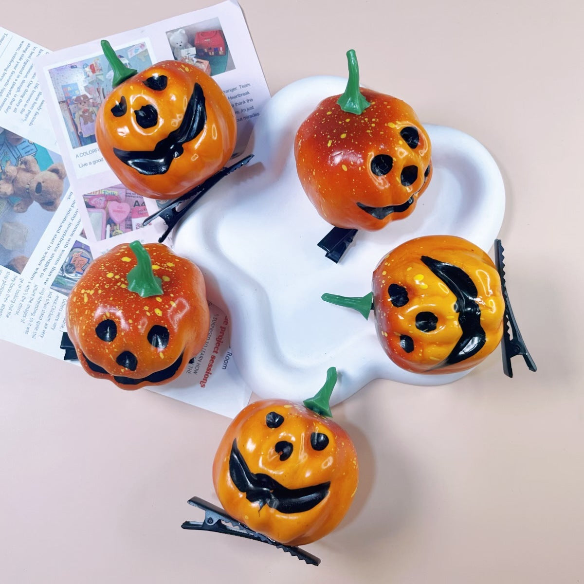 Halloween Barrettes Small Pumpkin Simulation Face Pin