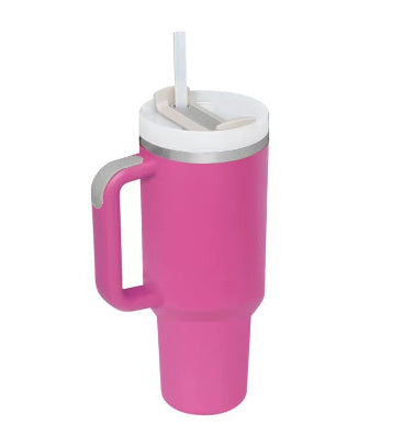 40 Oz Tumbler With Handle Straw Insulated, Stainless Steel Spill Proof Vacuum Coffee Cup Tumbler With Lid Tapered Mug Gifts For Valentine Suitable For Car Gym Office Travel