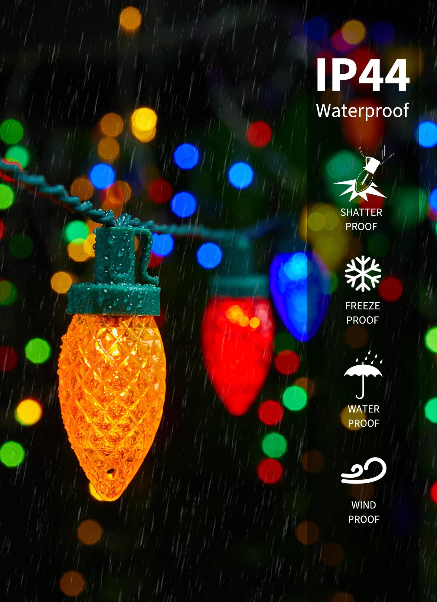 C9 Christmas Lights Outdoor, 114 Feet 150 LED C9 String Lights with Timer & 8 Light Modes, Waterproof Commercial Grade Connectable Christmas Tree Lights for Indoor Outside Roofline Patio, Multicolor