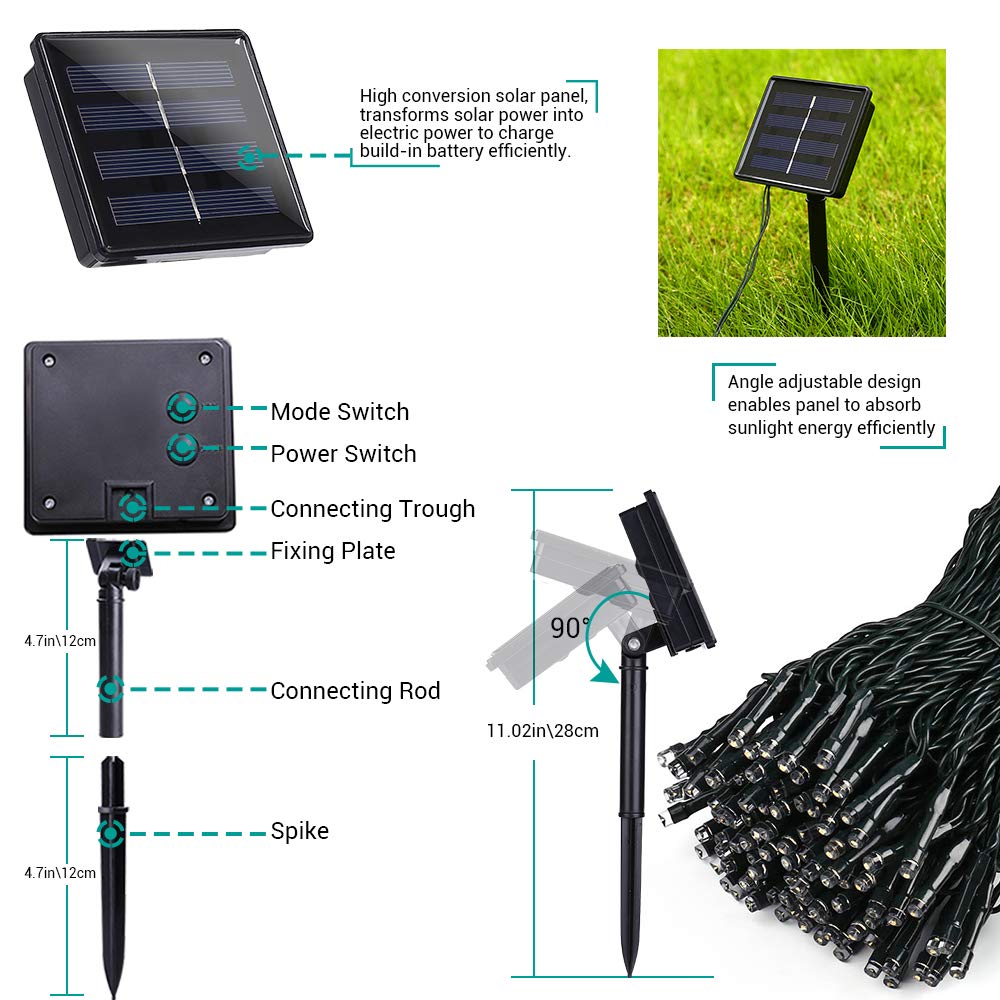 Joomer Solar Christmas Lights, 2 Pack Total 144 FT 400 LED 8 Modes Waterproof Solar Christmas Lights Outdoor for Christmas Decorations (Multicolor)
