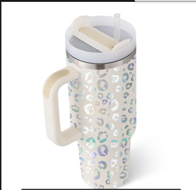 40 Oz Tumbler With Handle Straw Insulated, Stainless Steel Spill Proof Vacuum Coffee Cup Tumbler With Lid Tapered Mug Gifts For Valentine Suitable For Car Gym Office Travel