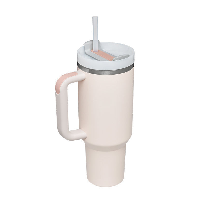40 Oz Tumbler With Handle Straw Insulated, Stainless Steel Spill Proof Vacuum Coffee Cup Tumbler With Lid Tapered Mug Gifts For Valentine Suitable For Car Gym Office Travel