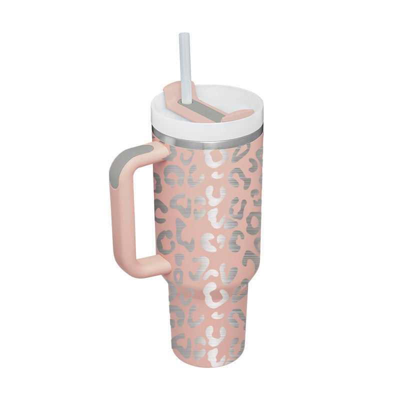 40 Oz Tumbler With Handle Straw Insulated, Stainless Steel Spill Proof Vacuum Coffee Cup Tumbler With Lid Tapered Mug Gifts For Valentine Suitable For Car Gym Office Travel