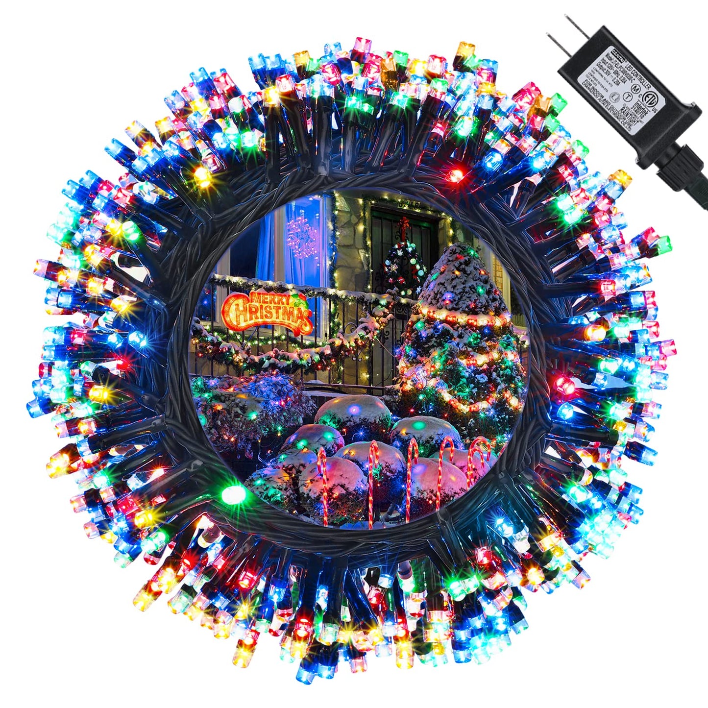 114ft Christmas String Lights Outdoor, 300 LED Christmas Lights Connectable with Timer, 8 Modes Multicolor Christmas Tree Lights Fairy Twinkle Lights for Indoor Outdoor Xmas Decorations