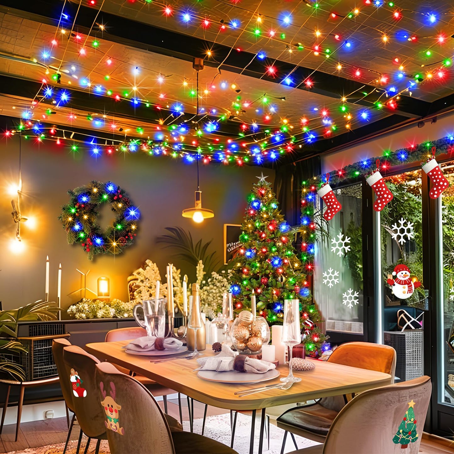 KNONEW 403ft 1000 LED String Lights Outdoor Christmas Lights 8 Modes & Timer Fairy Light Plug in Waterproof LED String Lights for Xmas Yard Tree Wedding Party Holiday Decorations (Multicolor)