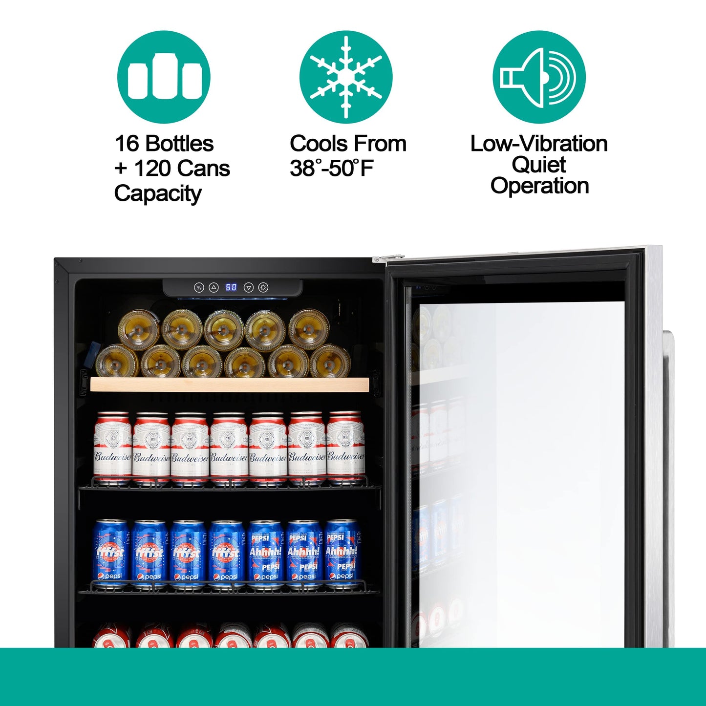 Kalamera Mini Fridge 24?ǥ Beverage and Wine Cooler Built-in or Freestanding - 118 Cans & 16 Bottles Capacity Wine Refrigerator Cooler
