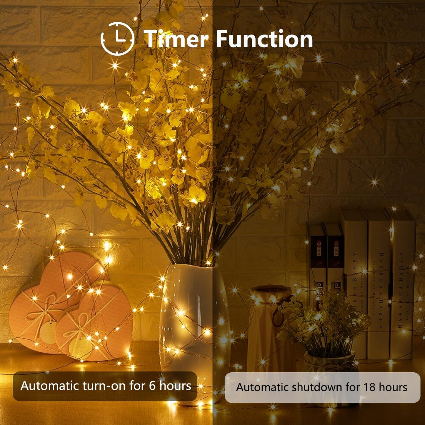 4-Pack Fairy Lights Battery Operated with Timer, Waterproof 16FT 50 LED String Lights Outdoor Indoor, Cuttable Twinkle Lights for Christmas Home Bedroom Wedding DIY Centerpiece Birthday (Warm White)