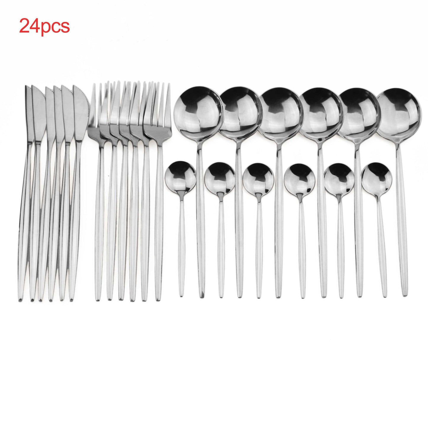 24pcs Luxury Cutlery Set, Dazzling Cutlery Set - Gold, Silver, Rise Gold, Multi-Color