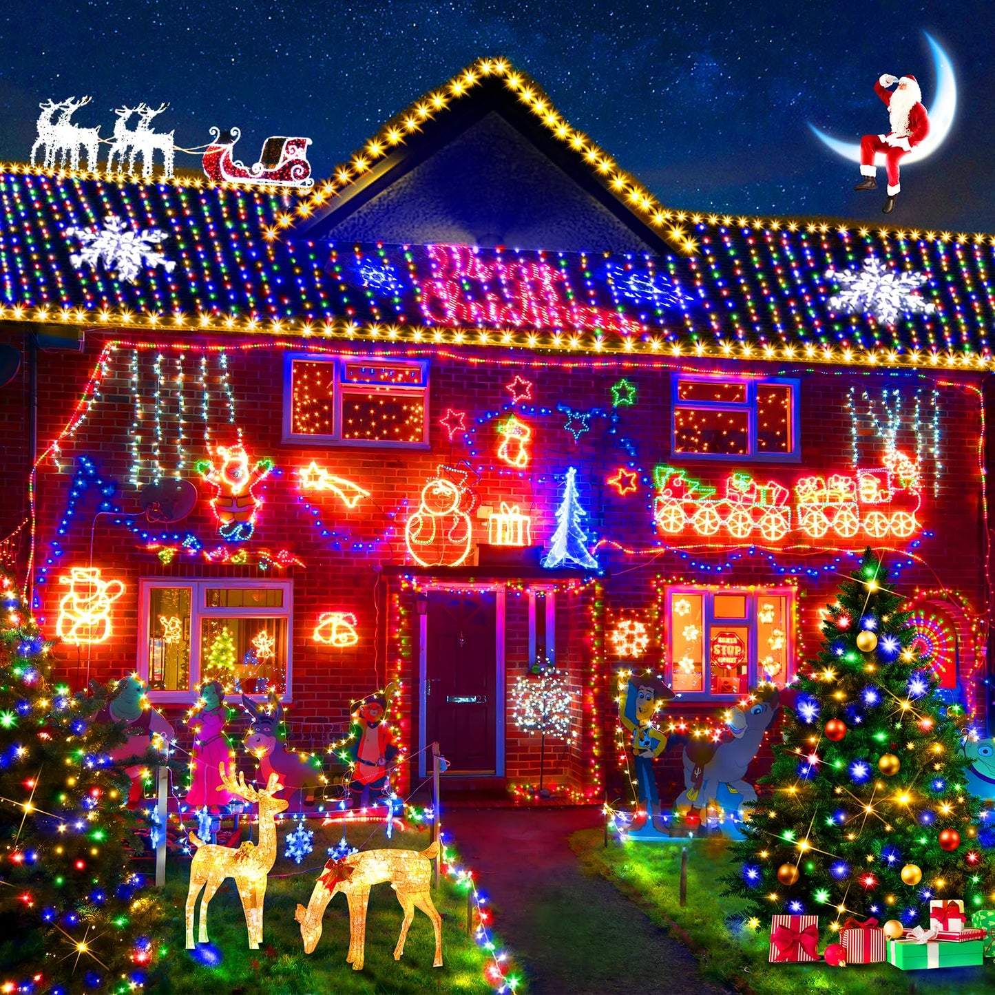 KNONEW 403ft 1000 LED String Lights Outdoor Christmas Lights 8 Modes & Timer Fairy Light Plug in Waterproof LED String Lights for Xmas Yard Tree Wedding Party Holiday Decorations (Multicolor)