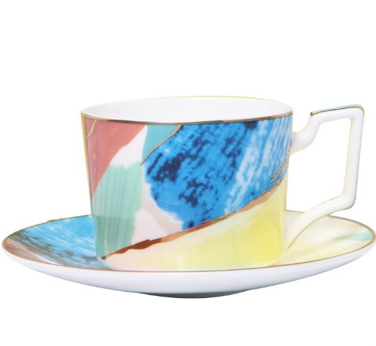 Beautiful Watercolor Dessert Plates, Gorgeous Stunning Dinnerware, Real Gold plated edge