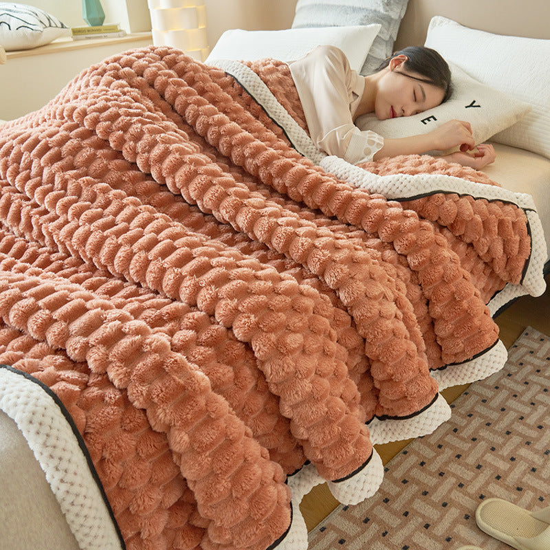Coral Flannel Winter Cozy Thick Thermal Cover Blanket