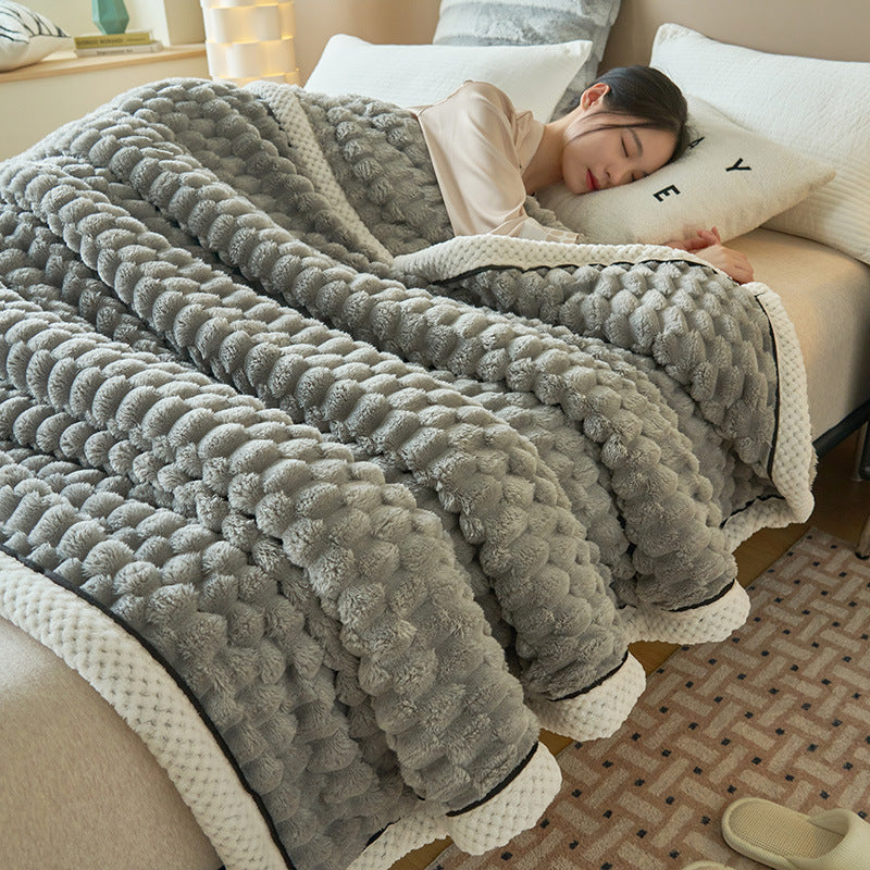 Coral Flannel Winter Cozy Thick Thermal Cover Blanket