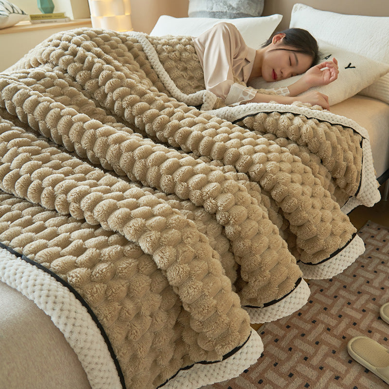 Coral Flannel Winter Cozy Thick Thermal Cover Blanket
