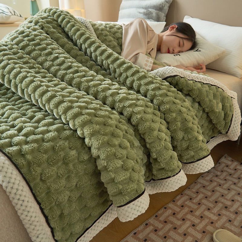 Coral Flannel Winter Cozy Thick Thermal Cover Blanket