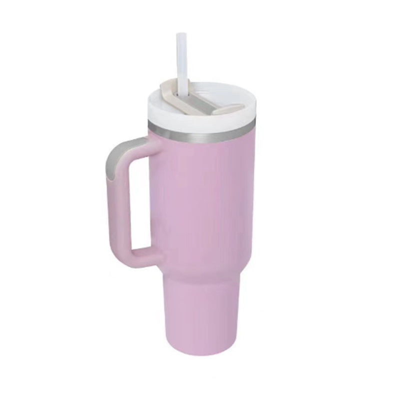 40 Oz Tumbler With Handle Straw Insulated, Stainless Steel Spill Proof Vacuum Coffee Cup Tumbler With Lid Tapered Mug Gifts For Valentine Suitable For Car Gym Office Travel