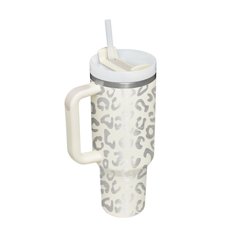 40 Oz Tumbler With Handle Straw Insulated, Stainless Steel Spill Proof Vacuum Coffee Cup Tumbler With Lid Tapered Mug Gifts For Valentine Suitable For Car Gym Office Travel