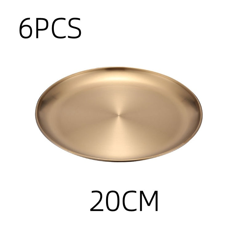Retro Metal Round Tray Stainless Steel Snack Fruit Tray Jewelry Storage Tray European Style Dinner Plates, Unique Gifts