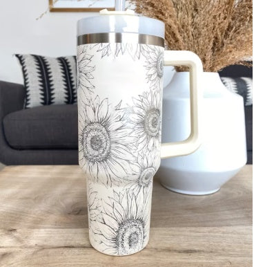 40 Oz Tumbler With Handle Straw Insulated, Stainless Steel Spill Proof Vacuum Coffee Cup Tumbler With Lid Tapered Mug Gifts For Valentine Suitable For Car Gym Office Travel