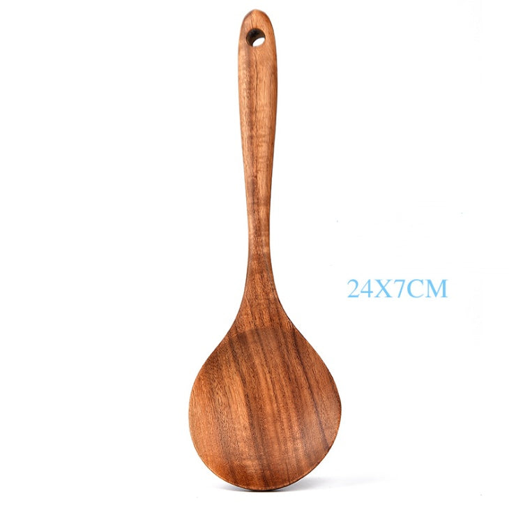 Elegant Cookware, Teak Natural Wood Tableware Spoon Ladle Turner Rice Colander Soup Skimmer Cooking Tool Sets Spoon Scoop Kitchen Tools Gadgets