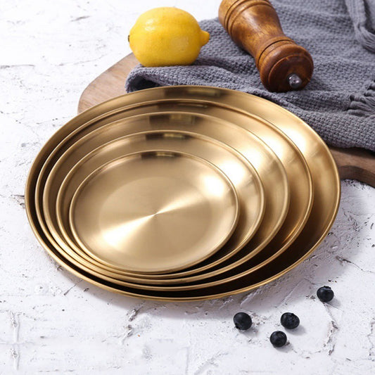 Retro Metal Round Tray Stainless Steel Snack Fruit Tray Jewelry Storage Tray European Style Dinner Plates, Unique Gifts