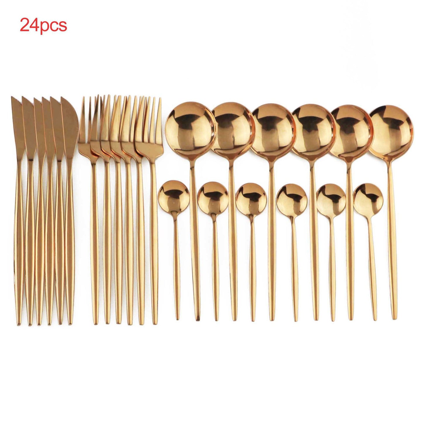 24pcs Luxury Cutlery Set, Dazzling Cutlery Set - Gold, Silver, Rise Gold, Multi-Color