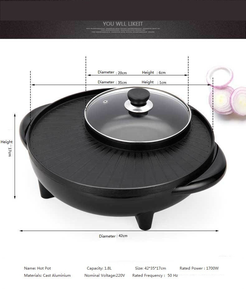 Easy Cooking, Amazing Multifunctional Pot Electric Grill, Korean-style shabu-shabu All-in-One Pot