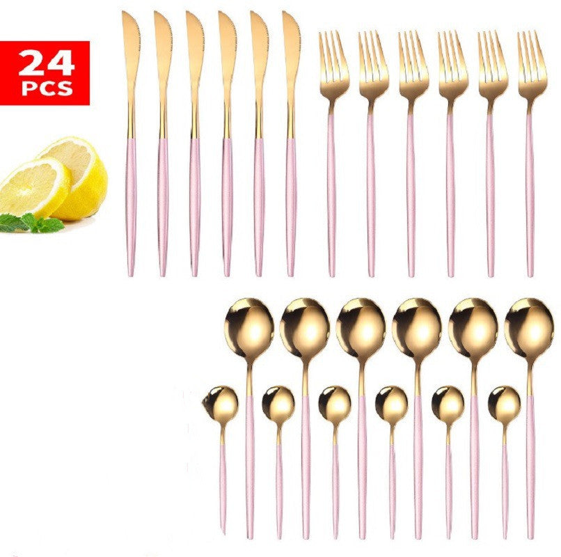 24pcs Luxury Cutlery Set, Dazzling Cutlery Set - Gold, Silver, Rise Gold, Multi-Color