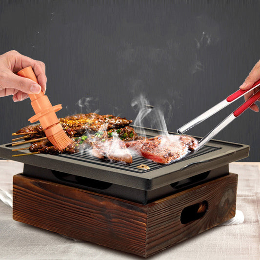 Beautiful, Functional, Wooden Seat Korean Style Grill Pan Grill Household Smokeless, Easy Cookware