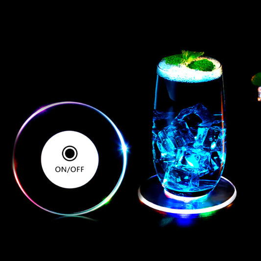 Awesome Gifts, LED Glow Coaster Acrylic Crystal Emitting Luminous Bar Cocktail Mug Stand Light Coasters Flashing Base Tableware Decoration Pads