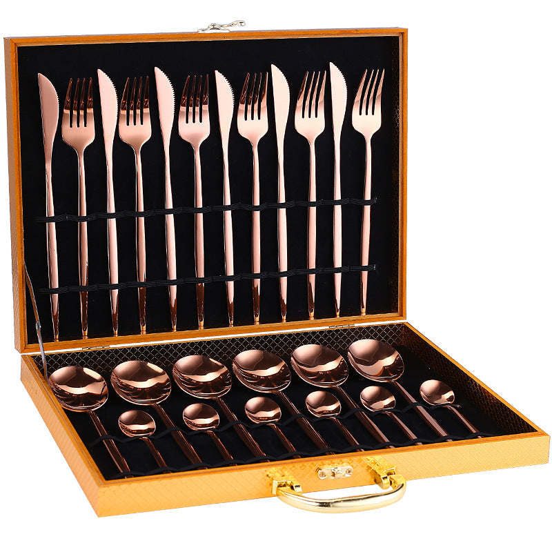 24pcs Luxury Cutlery Set, Dazzling Cutlery Set - Gold, Silver, Rise Gold, Multi-Color