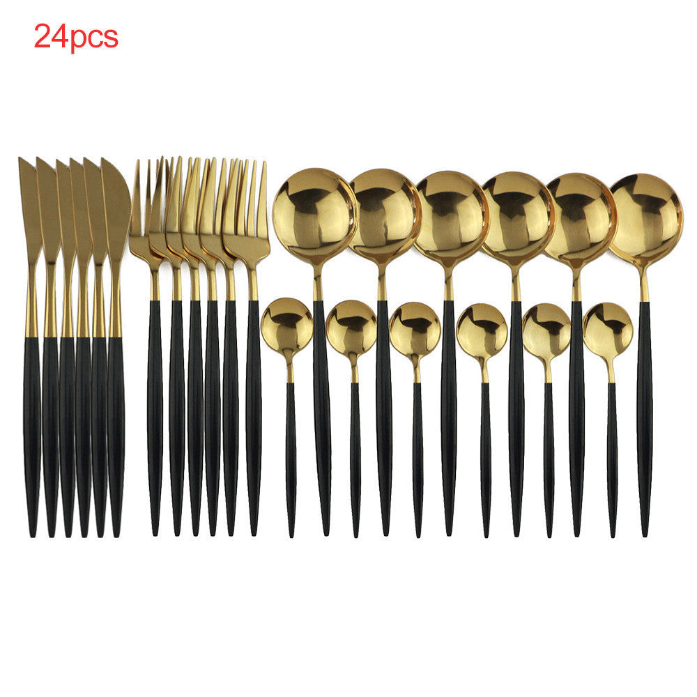 24pcs Luxury Cutlery Set, Dazzling Cutlery Set - Gold, Silver, Rise Gold, Multi-Color