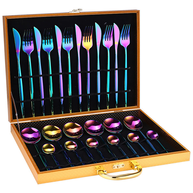 24pcs Luxury Cutlery Set, Dazzling Cutlery Set - Gold, Silver, Rise Gold, Multi-Color