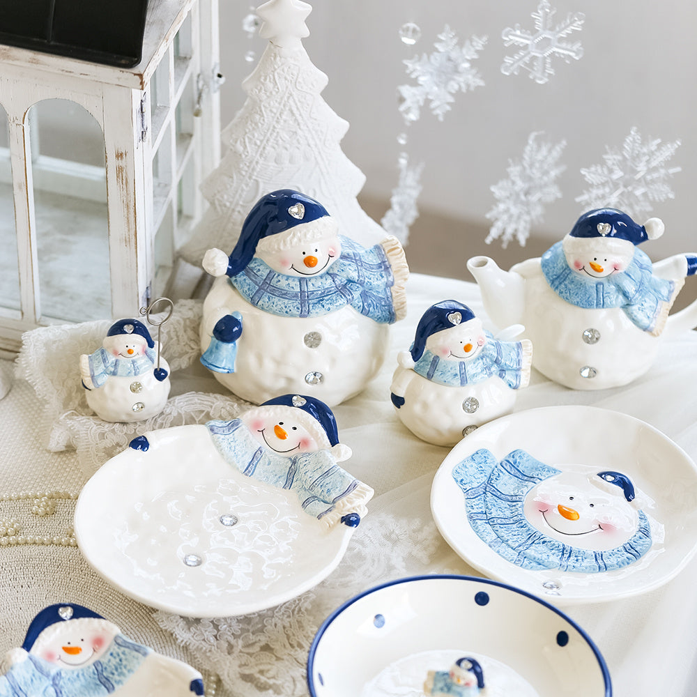 Cool Gifts Collectible Christmas Ceramic Ornaments and Snowman Tableware