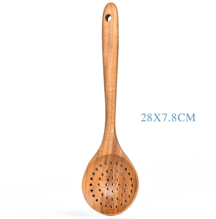 Elegant Cookware, Teak Natural Wood Tableware Spoon Ladle Turner Rice Colander Soup Skimmer Cooking Tool Sets Spoon Scoop Kitchen Tools Gadgets