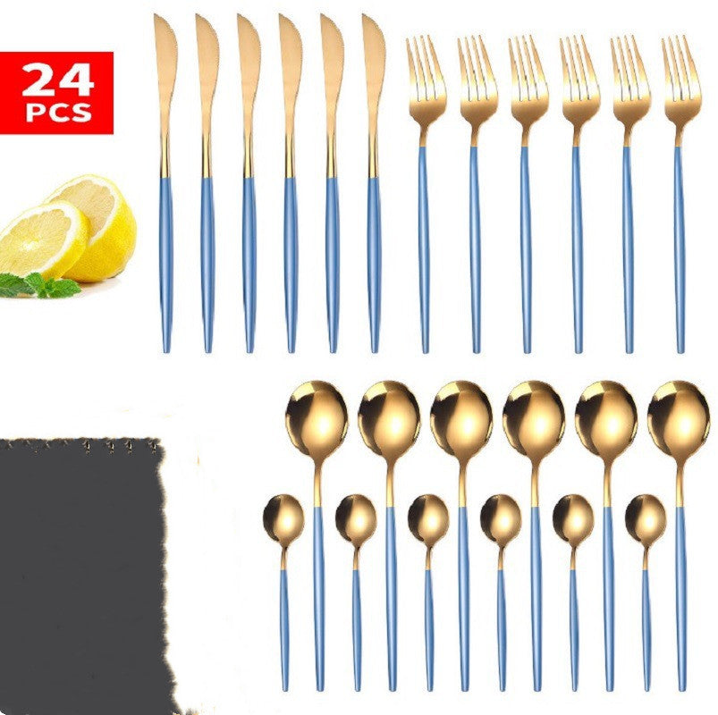 24pcs Luxury Cutlery Set, Dazzling Cutlery Set - Gold, Silver, Rise Gold, Multi-Color