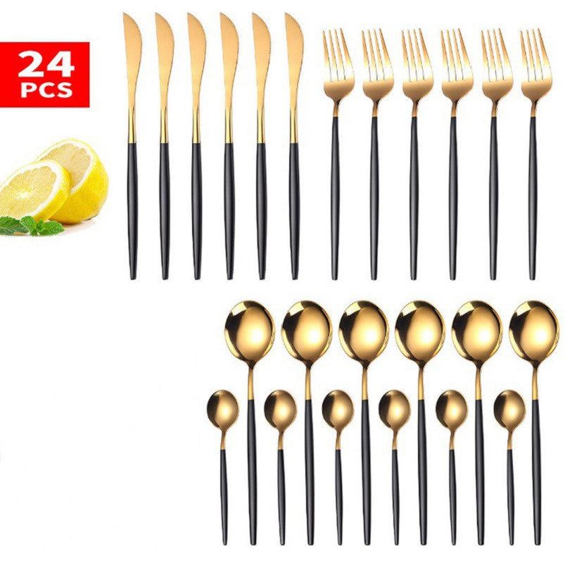 24pcs Luxury Cutlery Set, Dazzling Cutlery Set - Gold, Silver, Rise Gold, Multi-Color