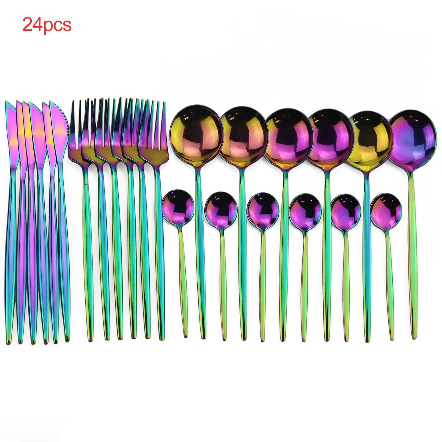 24pcs Luxury Cutlery Set, Dazzling Cutlery Set - Gold, Silver, Rise Gold, Multi-Color