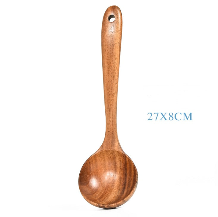 Elegant Cookware, Teak Natural Wood Tableware Spoon Ladle Turner Rice Colander Soup Skimmer Cooking Tool Sets Spoon Scoop Kitchen Tools Gadgets