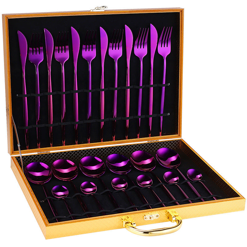 24pcs Luxury Cutlery Set, Dazzling Cutlery Set - Gold, Silver, Rise Gold, Multi-Color