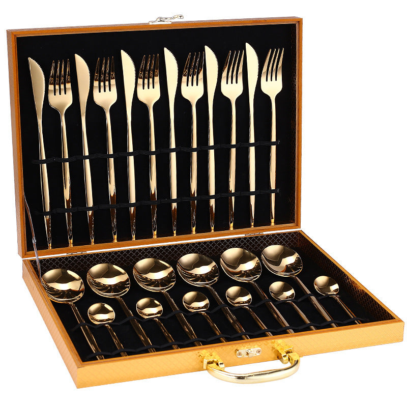 24pcs Luxury Cutlery Set, Dazzling Cutlery Set - Gold, Silver, Rise Gold, Multi-Color